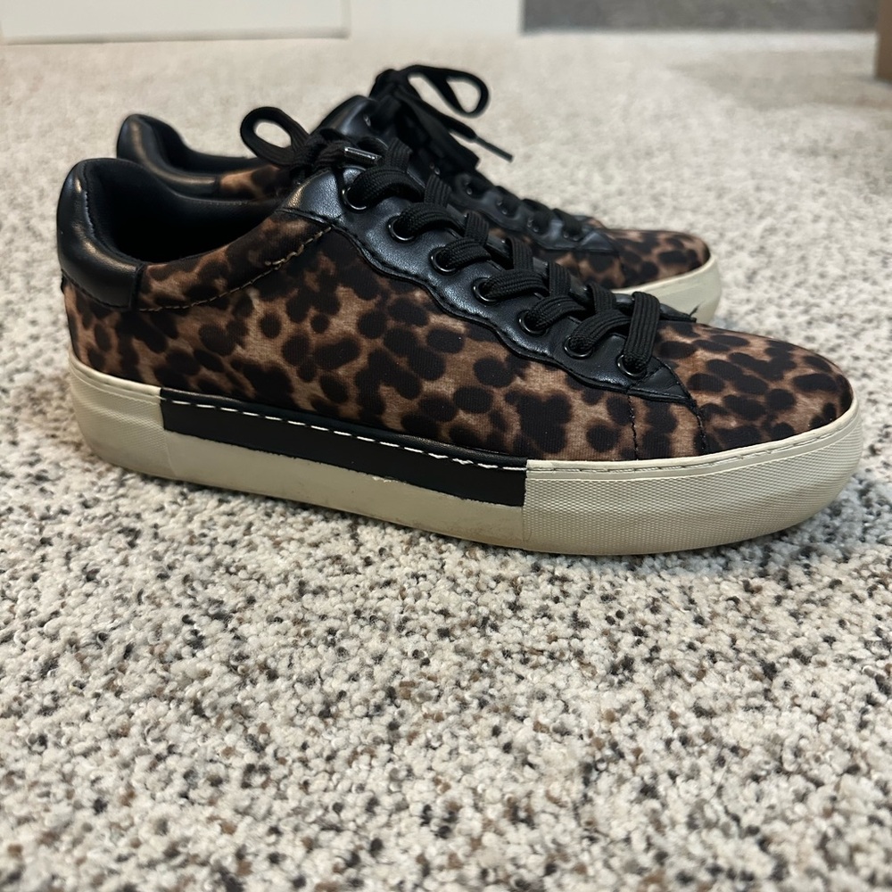 Leopard print sneakers with while sole. Women’s 7. Vince Camuto